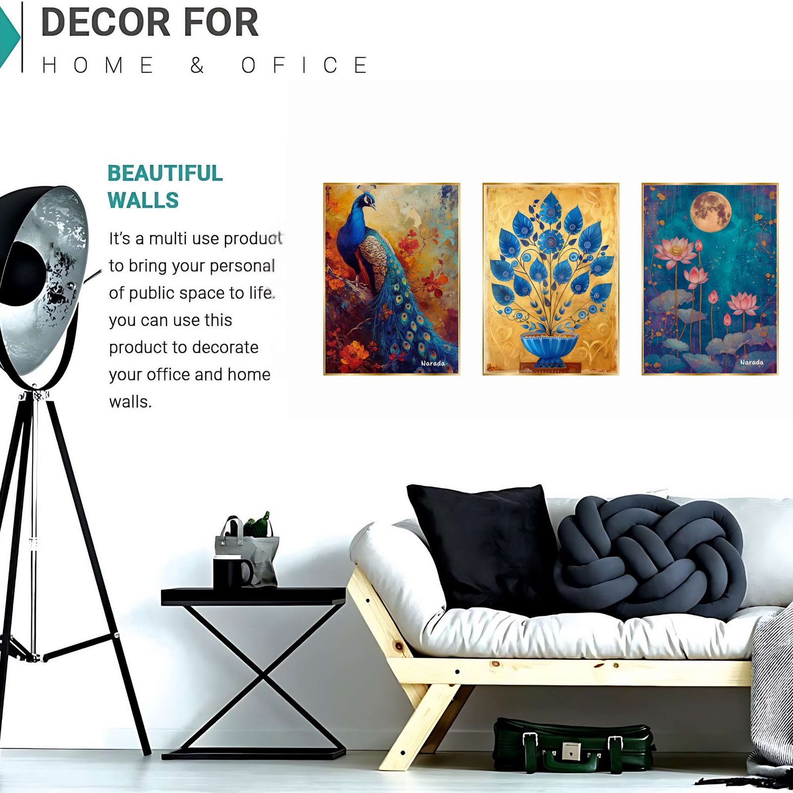 Set of Three Wall Paintings for Wall Dacoration Golden Framed Wall Paintings for Living Room & Bedroom Wall Art for Home Decoration & Office Wall Décor (24x18 inch CH-GD3-11) - Image 4