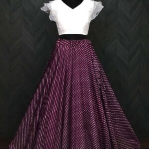 Premium Designer Leheriya Digital Printed Organza Lehenga Choli Set